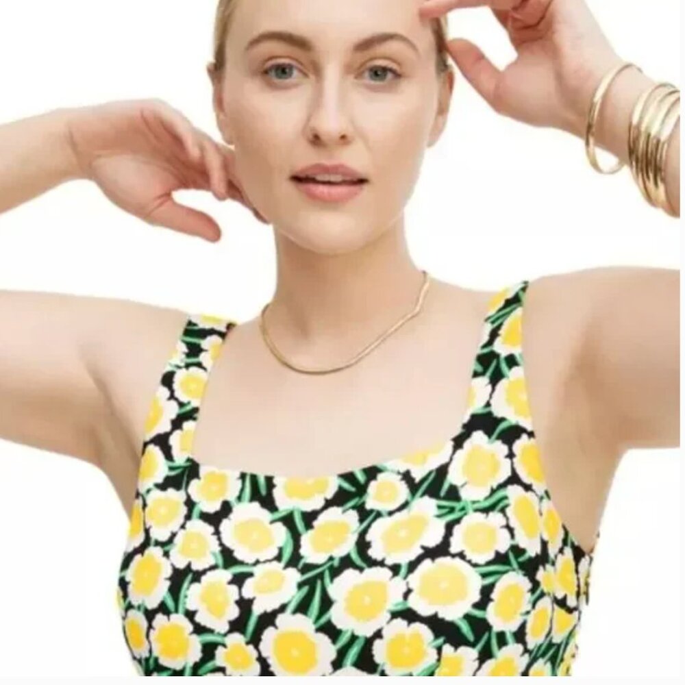 DVF for Target yellow floral 90s-style shift sweetheart dress NWT - Picture 3 of 5